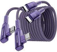 KALANKA-USB C Cable Angled 60W, 3M 2PCS USB C to Type C Cable 90 Degree Fast Charge with PD3.0 QC3.0 for iPhone 15 Plus Pro Max MacBook Pro iPad Galaxy S24 Plus Ultra S23, Purple