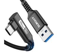 KALANKA-USB C Cable Angled 90 Degree 1.2M 10Gbps USB 3.1 Gen 2 Charging and Data Cable Compatible with Android Auto, iPhone 16/15 Pro Plus/Max, Galaxy S22, SSD, Huawei P30/P20, Xiaomi, Black