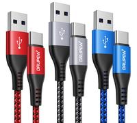 Kalanka-Usb C Cable Fast Charge [2m/Pack Of 3],3a Usb To Usb Type C Nylon Braided Charger Cord For Samsung Galaxy S23 S22 S21 Ultra S21 S20+ S10e S10 S9 S8 Note 20 10, A20e A70 A50 M31,Lg G8 G7