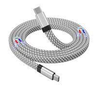 KALANKA-USB C Cable, Magnetic USB C to USB C Cable, 60W(3A), Flat Twisted USB C Cable, 3.3ft/1m, Nylon Braided Type C Cable, Fast Charging Cable Compatible with USB C Device for Pad for Samsung