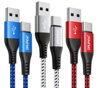 KALANKA-USB C Cable, Pack of 3, USB Type C 3A Fast Charging Cable for Samsung Galaxy S10 S20 S21FE S22 Plus Ultra S9 S8, A12 A13 A20e A22 A31 A32 A41 A51 A52 A71 A72, A3 A3 A3 A2 5 2016 7,Sony Xperia