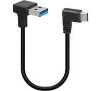 KALANKA-USB C Cable Short 25cm 90 Degree USB A to USB Type C Cable 18W Fast Charge & Sync 5Gbps for Down Angle - Black
