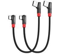 KALANKA-USB C Cable Short 90 Degree, [0.3m 2pcs] 3A USB to Type C Cable USB 2.0 Data Transfer Nylon Compatible with iPhone 16/15 Pro/Pro Max/Plus, Galaxy S25/S24/S23, iPad Pro 2022