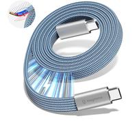 KALANKA-USB C Cables, 240w Flat Magnetic USB C to USB C Cables, 1.5M 5A Nylon Braided Fast Charge c Cables for Phone 15/15 Pro / 20 pro Max for Samsung Mac