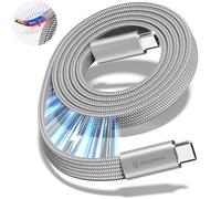 KALANKA-USB C Cables, 240w Flat Magnetic USB C to USB C Cables, 1.5M 5A Nylon Braided Fast Charge c Cables for Phone 15/15 Pro / 18 PRO Max for Samsung Mac