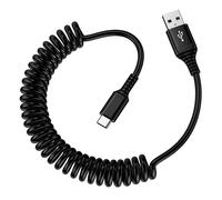 KALANKA-USB C Coiled Cable, USB A to USB C, Fast Charging Cable, Android Auto Type C, Spring Data Cable for Samsung Galaxy S24 Ultra S23 FE S22+ S21 S20 A55 A54 A35 A34 A25 A15 A14, iPhone 15
