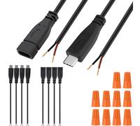 KALANKA-USB C Connector DIY Soldering 2 Wires Power Extension Cable Charger Connector 2 Pin Plug Line for PCB USB to DIP Adapter for Arduino, LED Strips