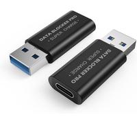 KALANKA-USB-C Data Blocker [2 Pack] USB-A Male to USB-C Female - Charge Only, Anti-Juice Jacking, Data Security - Compact Adapter Black