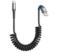 KALANKA-USB C Spiral Cable, 3A USB C Cable Quick Charge USB to USB C Cable ¿0.3M-0.8M¿, USB C Cable Android Auto Compatible with iPhone 16/15 Pro, Carplay, Galaxy S24/S23, Google Pixel 8/8 Pro, Xiaomi