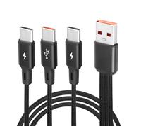 KALANKA-USB C Splitter Cable, USB A Male to 3 Type C Male Charging Cables, 3 in 1 Nylon Braided Charging Cable with 3x1.2M Cable, Fast Charge 5A (1.2m)