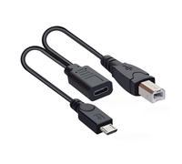 KALANKA-USB C Splitter Charging Cable, 1 to 2 USB B/Micro USB Charging Cable, Supports Charging Two Devices at the Same Time, 0.3m