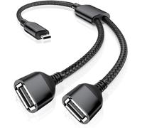 KALANKA-USB C to Dual USB A 2.0 Female Adapter Cable 0.3M, Type C Male to 2 USB OTG Extender 2 in 1 Port Splitter for Tab S7 S8,A13 A21 A22 A23 A31 A32 A33 A42 A52 A53 A54 5G, A7 1 x A72 A73