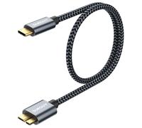 KALANKA-USB C to Micro B Cable, 2 Pieces 0.5 m 10Gbps USB 3.1 External Hard Drive Cable USB C for Hard Disk Compatible with Toshiba, Seagate, WD, Galaxy S5 Note 3, HDD etc