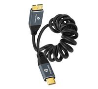 KALANKA-USB C to Micro B Spiral Cable, Micro B to USB C, USB 3.0 Type C to Micro B Cable for iPhone 15, 16, Seagate WD Westgate My Passport, MacBook Pro/Air (95MM Extended to 1M)