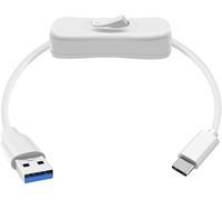 KALANKA-USB C to USB 3.0 Cable with Switch Cable Type C Fast Charge and 5Gbps Data Transmission for Mobile Phone, Hard Drive etc (White, 0.3m)