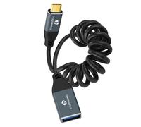 KALANKA-USB C to USB 3.0 Coiled Adapter Cable, USB C Male to A Female OTG Retractable Cable Type C to USB A Female Cable for iPhone 16 15, MacBook Pro 2022, Macbook (95MM Extended to 1M)