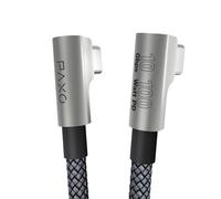 KALANKA-USB C to USB C Cable 0.2m, 100W Power Delivery 20V/5A PD 3.0 Fast Charging Cable, 10Gbps USB 3.2 Gen2x1 High Speed Data Cable, 2 Stylish 90° Angled Connectors, Silver
