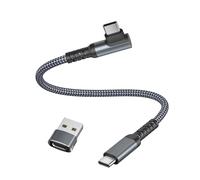KALANKA-USB C to USB C Cable 100W Right Angle with USB Adapter 0.3M, Type C PD Cable Fast Charge for Macbook, iPhone 15 16 Max, iPad Pro 10th Air 4 5 Mini 6, Samsung Galaxy S23 S24 A72 A73, Z Flip Fol