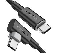 KALANKA-USB C to USB C Cable Angled [0.25M Pack of 2] PD 60W Fast Charge Type C Cable 90 Degree Nylon Braided Compatible with iPhone 15/15 Pro/15 Pro Max, MacBook Pro/Air, Galaxy S23 S22 S21