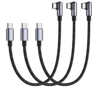 KALANKA-USB C to USB-C Right Angle Cable 50cm 3 Pack, Short 0.5m PD 60W USB 2.0 Fast Charging Cable Compatible with iPhone 15/16, Galaxy S24/s10 and USB Type C Devices