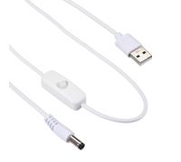KALANKA-USB Cable with Switch, USB Male to 5.5x2.1mm DC Male Extension Cord, Easy Worn, Excellent For/USB Fans, LED Desk Lamps (Black, 150 cm/4.92 Feet)