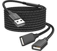 KALANKA-USB Extension Cable,USB A Male to 2 Female Extension Cable Durable Nylon Braided USB Extension Cable Fast Data Transfer Compatible with Printer, USB Keyboard, USB Flash Drive
