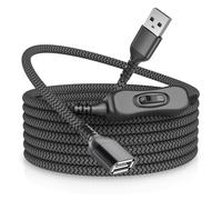 KALANKA-USB Extension Cable with Switch 0.3 m, Type A Male to Female Extension (On/Off), Power Charger Cord (ON/OFF) for LED Desk Lamp, LED Strips, USB Fan, Light