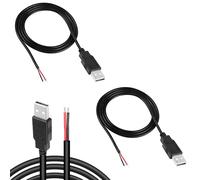 KALANKA-USB Pigtail,2 Pieces USB Tail Cable,2 Wire USB 2.0 Cable,22AWG 2m USB Male Cable,12V 3A USB Plug Power Cable