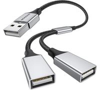 KALANKA-USB Splitter Cable, Type A Male to 2 Female Splitter Cable, USB 2.0 Hub for Charging and Data Transfer, Dual USB Port Hub for Laptop, PC, Mac, Car, PS5/4
