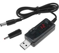 KALANKA-USB to DC Starter Cable with LED Display DC 5V to DC 9V/12V Elevator Converter Cable 0.8m Router Cable Power Bank with Plug for AC Adapter 5.5x2.1mm