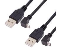 KALANKA-USB to Micro USB Cable, USB 2.0 Male to Micro USB 5 Pin Male Data Transfer Cable 90 Degree Up / Down Angled Extension Cable 2 Pack 0.5m