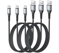 KALANKA-USB to USB C Cable, 3×1M Fast Charging Cable Compatible with iPhone 15/15Pro/15Pro Max/15Plus, Samsung Galaxy S23 - Grey