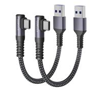 Kalanka-Usb To Usb C Cable Right Angle 50cm/0.5m 10gbps Type C Android Auto Usb 3.1 Gen2 3.1a Qc3.0 A To C Fast Charge For Iphone 15 Pro Max Samsung Note20 Galaxy S23/S22/S21 Pixel 8 2pack