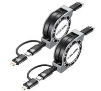 Kalanka-Usb To Usb C & Lightning Cable 2 In 1 Retractable Phone Charger 60w [Mfi Certified] Retractable Usb C Cable For Iphone/Samsung/Android,Fast Charging Cable (Black-2)