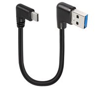 KALANKA-USB Type C Cable 25cm Short Right Angle USB 3.0 to USB C Cable, 90 Degree Type C Charging Cable 18W Fast Charge 5Gbps Data Transfer - Black