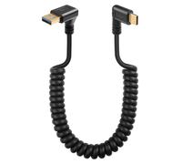KALANKA-USB Type C Spring Cable 90 Degree 5Gbps Retractable USB3.0 to USB C Charging and Data Transfer Cable for Phone, Tablet, Other USB C Devices (Up)