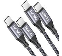 KALANKA-USB Type C to USB C Cable [1M, Pack of 2], PD 60W Fast Charging, Nylon Braided Compatible with Samsung Galaxy S22 S21 S20 S10 S9 A51 A53 Note 20 10 Huawei P50 Google Pixel - Grey
