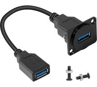 KALANKA-USB3.0 Panneau Montage Adaptateur 5Gbps USB3.0 Femelle vers USB3.0 Femelle données Connecteur USB3.0 Court câble Panneau Coupleur, D Panneau/XLR Panneau Montage, 25cm/9.8in
