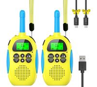 KALANKA-Ushining Talkie Walkie Enfants Rechargeable avec Radio à 2 Voies 16 Canaux, Fonction VOX Lampe de Poche LCD Rétro-éclairée, Talkie Walkie Longue Portée Enfant pour Aventures Extérieures Campi