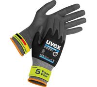 Kalanka-Uvex Phynomic Xg Lot De 5 Paires De Gants De Montage, Gants De Protection, Gants De Travail, Extra Adhérents, Résistants Et Délicats, Noir, Gris, Taille 09/L