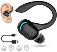 KALANKA-V5.2 Wireless Mono Bluetooth Headset, Built-in Microphone, IPX4 Waterproof Wireless Earbud, Hands-Free Bluetooth 20H Playback, Earloop pour iPhone Android PC Office Driving Business Sport
