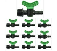KALANKA-Vanne filetée, raccords pour système d'irrigation tuyau d'aile égouttant, également disponible manchon, tee, prise de support, bouchon, coude, crochet, pour tuyaux de 16 mm (10, vanne