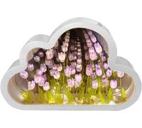 KALANKA-Veilleuse en forme de tulipe - Lampe de table 2 en 1 - Lampe de table à fleurs et miroir - Veilleuse LED pour filles et couples - Décoration de la maison