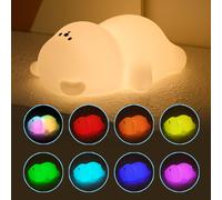 KALANKA-Veilleuse mignonne en forme d'ours allongé à intensité variable pour décoration de chambre, lampe de nuit en silicone super spongieuse. Excellente lumière d'ambiance pour le camping, la fête