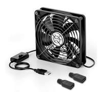 KALANKA-Ventilateur USB 120mm avec 3 Vitesse Réglable Ventilateurs PC 12cm Avec Adaptateurs DC vers USB, Ventilateur de Refroidisseur 5V Cool Fan pour PC/Laptop/PS5/PS4/TV Box/Xbox/Routeur (Noir)