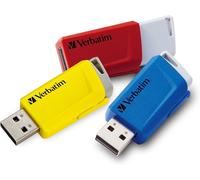 KALANKA-VERBATIM Clé USB Store 'n' Click 3X I USB 3.2 Gen 1 16Go I clé USB avec Un système de Poussoir I USB-3 I Stockage Externe pour Ordinateur Portable et Plus I jusqu'à 5 Gbit/s I Rouge Bleu Jaun