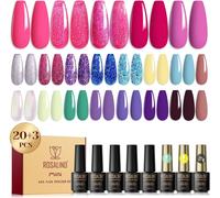 Kalanka-Vernis Semi Permanent 23pcs, 20 Couleurs Mini Argent Rose Pourpre Bleu Jaune Paillettes Vernis ¿¿ Ongles Gel Soak Off Uv/Led Semi-Permanent Manucure Kit Pour Salon De Manucure Diy Home