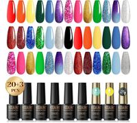 Kalanka-Vernis Semi Permanent 23pcs, 20 Couleurs Mini Rouge Orange Jaune Vert Violet Paillettes Vernis ¿¿ Ongles Gel Soak Off Uv/Led Semi-Permanent Manucure Kit Pour Salon De Manucure Diy Home