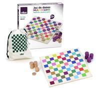 KALANKA-VILAC - Jeu de Dames Multicolore - Jeux de Société - 1 Plateau de Jeu en Bois Multicolore + 40 jetons en Bois - Jeux d'Eveil pour Enfant en Bois - Jouet pour Enfant Dès 3 Ans - 6116
