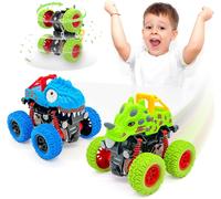 KALANKA-Voiture Jouet Enfant 2 Ans Garcon,Lot 2 Monster Truck Dinosaure Enfant 2 3 Ans Garcon,Voiture Cars Bebe Jeux Enfants Camion Enfant Jouet Garcon Cadeau Enfant 2 3 4 5 Ans Garçon Vert/Bleu